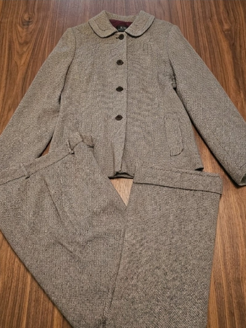 Vintage BCBG Max Azria Collection Wool Blend Tweed Pant Suit - Size 6
